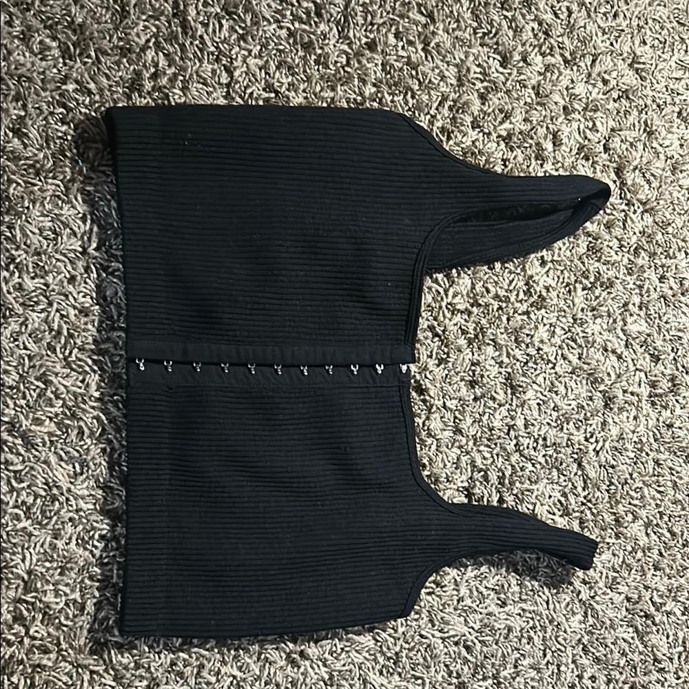 Black Ribbed Crop Top